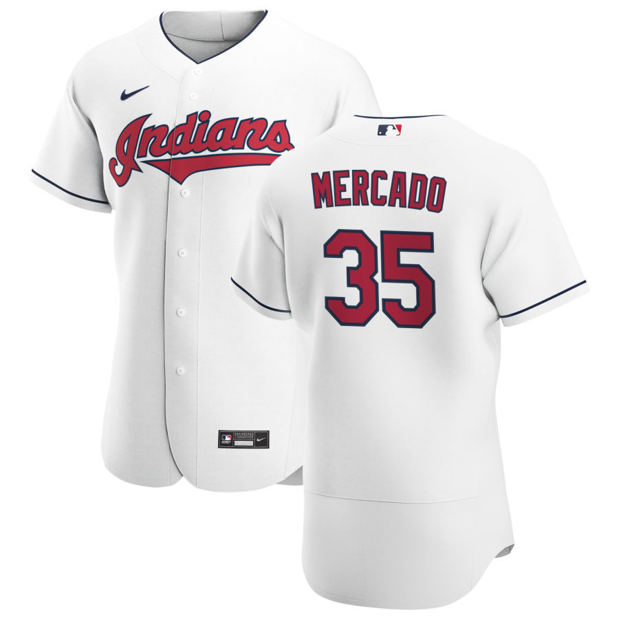 Cleveland Indians #35 Oscar Mercado Men Nike White Home 2020 Authentic Team MLB Jersey->texas rangers->MLB Jersey